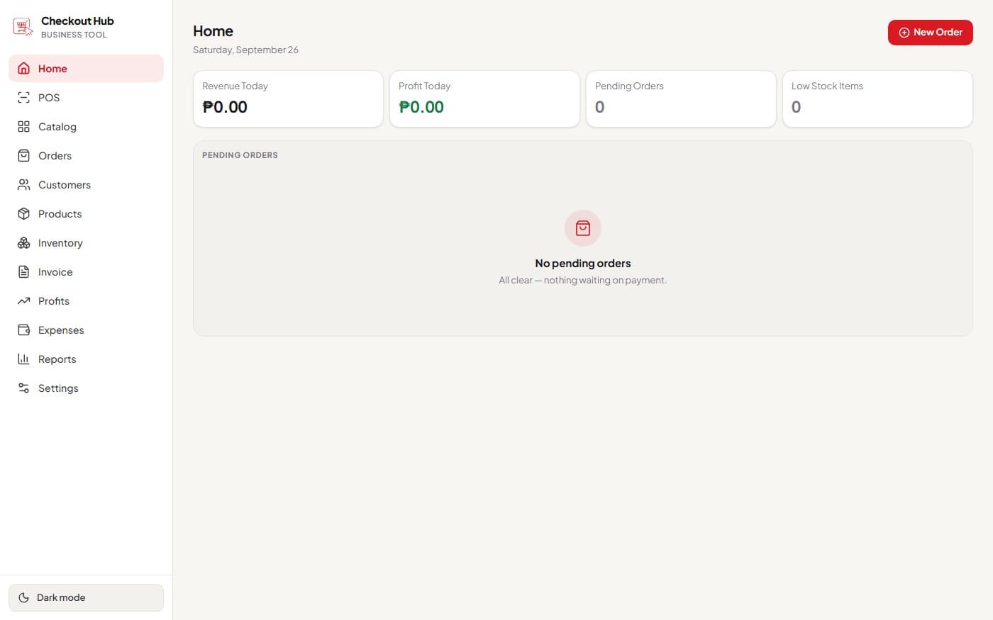 Checkout Hub PH dashboard
