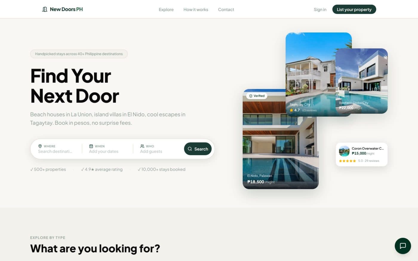 New Doors PH search and date picker